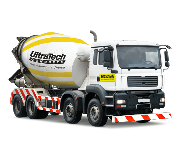 UltraTech ready-mix concrete transit mixer truck
